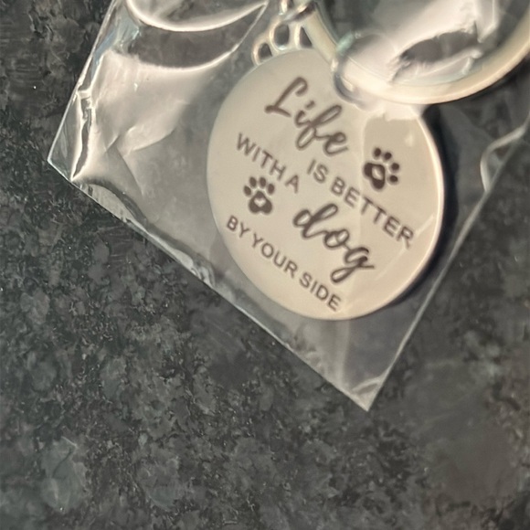 Life is Better With A Dog By Your Side Silver Dog Paw Charm Keychain nwt silver - Picture 2 of 6